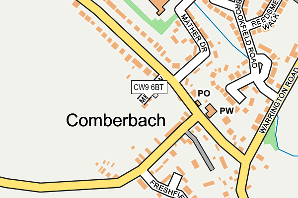 CW9 6BT map - OS OpenMap – Local (Ordnance Survey)