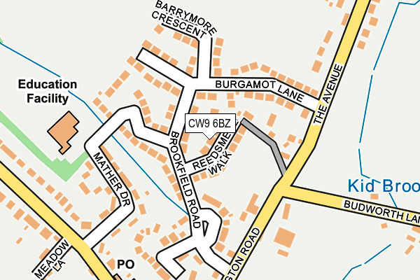 CW9 6BZ map - OS OpenMap – Local (Ordnance Survey)