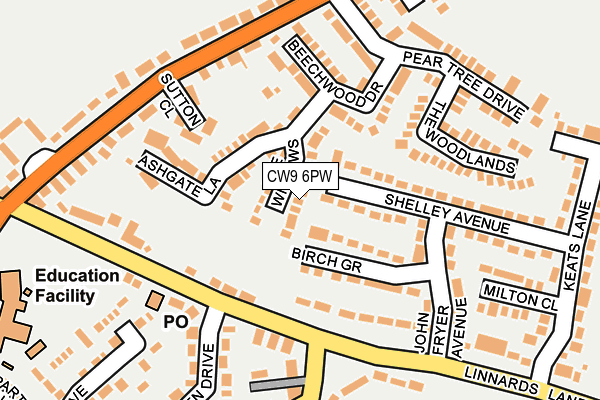 CW9 6PW map - OS OpenMap – Local (Ordnance Survey)