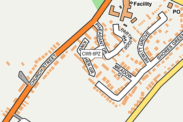 CW9 6PZ map - OS OpenMap – Local (Ordnance Survey)