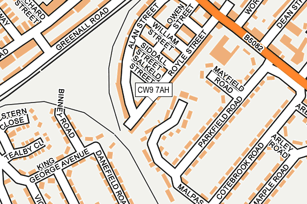 CW9 7AH map - OS OpenMap – Local (Ordnance Survey)