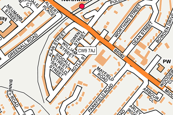 CW9 7AJ map - OS OpenMap – Local (Ordnance Survey)