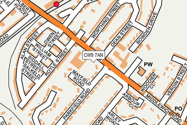 CW9 7AN map - OS OpenMap – Local (Ordnance Survey)