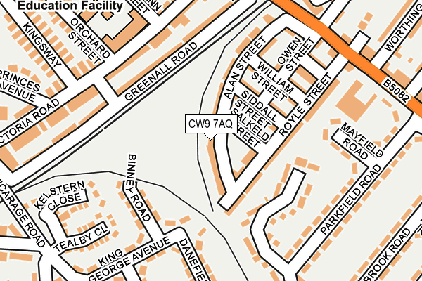 CW9 7AQ map - OS OpenMap – Local (Ordnance Survey)