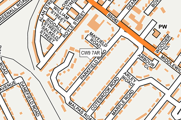 CW9 7AR map - OS OpenMap – Local (Ordnance Survey)