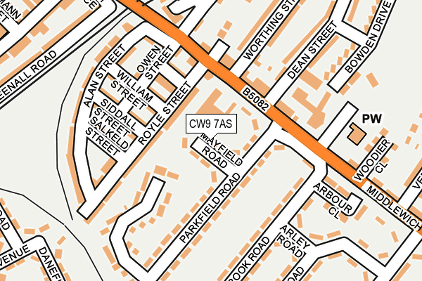 CW9 7AS map - OS OpenMap – Local (Ordnance Survey)