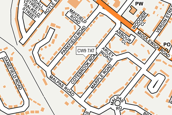 CW9 7AT map - OS OpenMap – Local (Ordnance Survey)