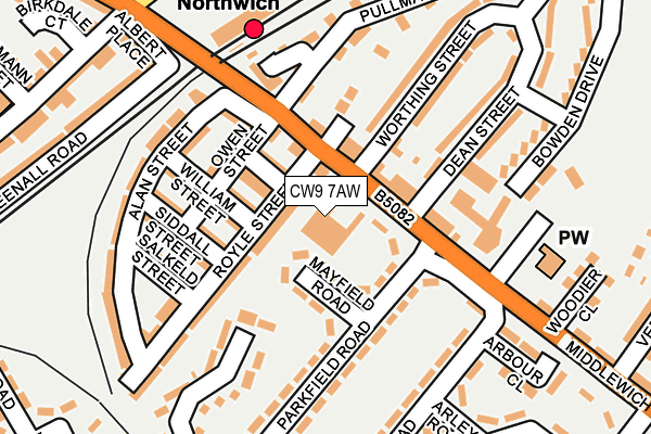 CW9 7AW map - OS OpenMap – Local (Ordnance Survey)