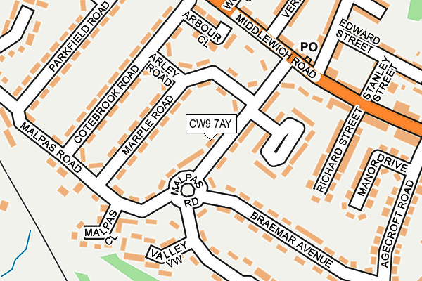 CW9 7AY map - OS OpenMap – Local (Ordnance Survey)