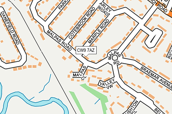 CW9 7AZ map - OS OpenMap – Local (Ordnance Survey)