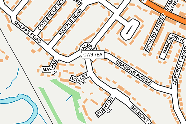 CW9 7BA map - OS OpenMap – Local (Ordnance Survey)