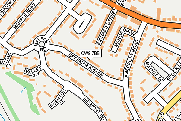 CW9 7BB map - OS OpenMap – Local (Ordnance Survey)