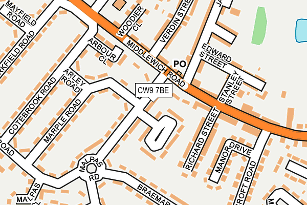 CW9 7BE map - OS OpenMap – Local (Ordnance Survey)