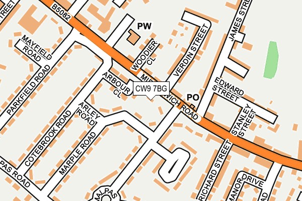 CW9 7BG map - OS OpenMap – Local (Ordnance Survey)