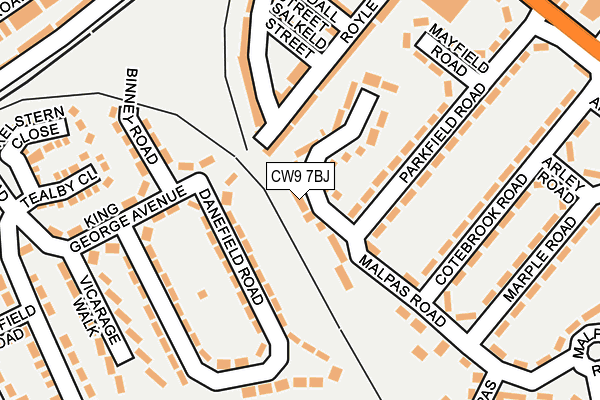 CW9 7BJ map - OS OpenMap – Local (Ordnance Survey)