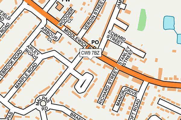 CW9 7BZ map - OS OpenMap – Local (Ordnance Survey)