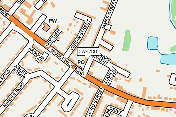 CW9 7DD map - OS OpenMap – Local (Ordnance Survey)