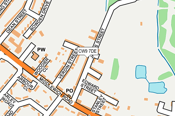 CW9 7DE map - OS OpenMap – Local (Ordnance Survey)