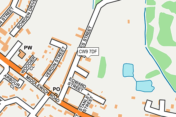 CW9 7DF map - OS OpenMap – Local (Ordnance Survey)