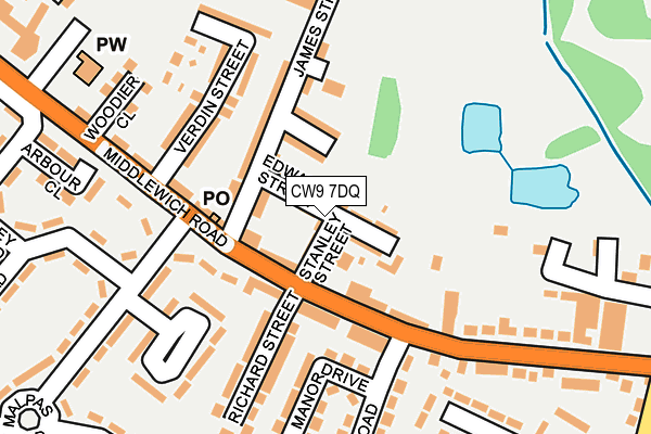 CW9 7DQ map - OS OpenMap – Local (Ordnance Survey)