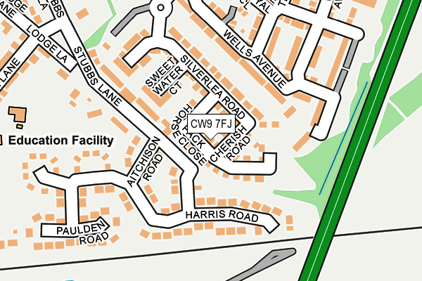 CW9 7FJ map - OS OpenMap – Local (Ordnance Survey)