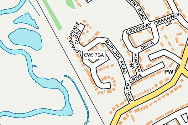 CW9 7GA map - OS OpenMap – Local (Ordnance Survey)