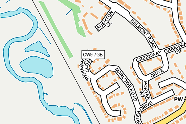 CW9 7GB map - OS OpenMap – Local (Ordnance Survey)