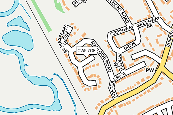 CW9 7GF map - OS OpenMap – Local (Ordnance Survey)