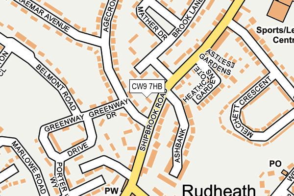 CW9 7HB map - OS OpenMap – Local (Ordnance Survey)