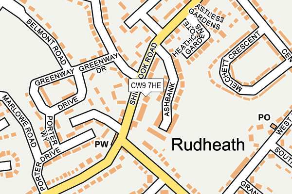 CW9 7HE map - OS OpenMap – Local (Ordnance Survey)