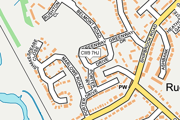 CW9 7HJ map - OS OpenMap – Local (Ordnance Survey)