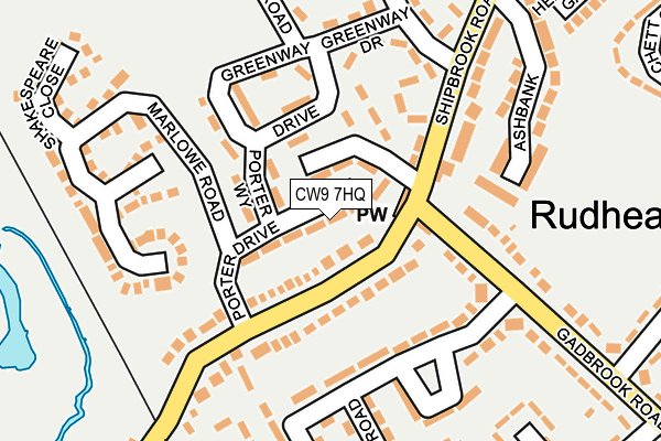 CW9 7HQ map - OS OpenMap – Local (Ordnance Survey)