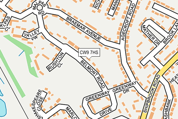 CW9 7HS map - OS OpenMap – Local (Ordnance Survey)