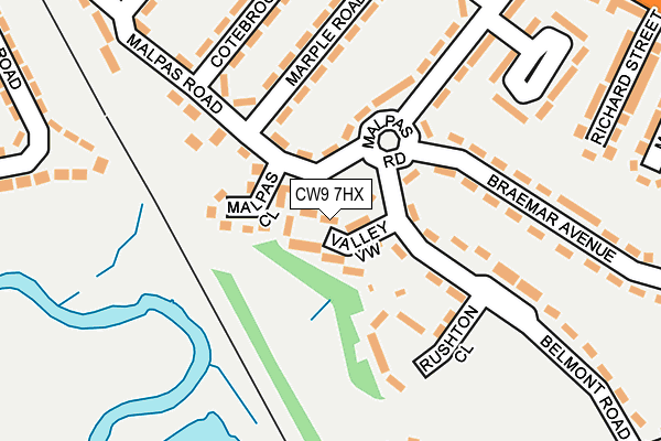 CW9 7HX map - OS OpenMap – Local (Ordnance Survey)