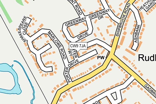 CW9 7JA map - OS OpenMap – Local (Ordnance Survey)