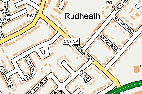 CW9 7JP map - OS OpenMap – Local (Ordnance Survey)