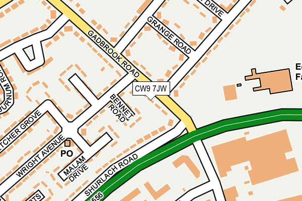 CW9 7JW map - OS OpenMap – Local (Ordnance Survey)