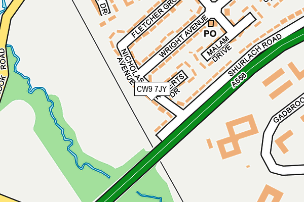 CW9 7JY map - OS OpenMap – Local (Ordnance Survey)