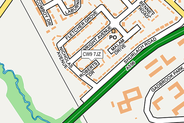 CW9 7JZ map - OS OpenMap – Local (Ordnance Survey)