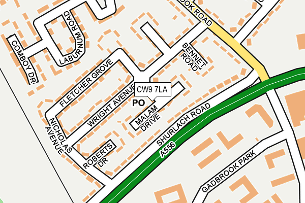 CW9 7LA map - OS OpenMap – Local (Ordnance Survey)