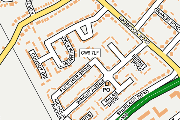 CW9 7LF map - OS OpenMap – Local (Ordnance Survey)