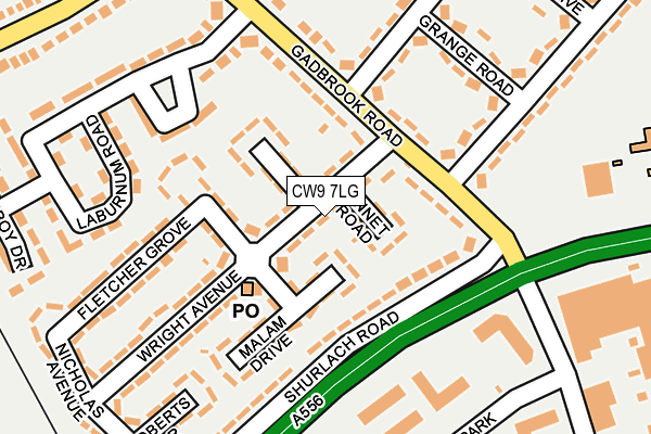 CW9 7LG map - OS OpenMap – Local (Ordnance Survey)