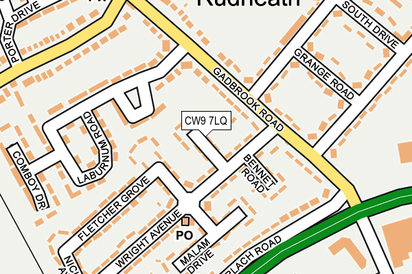 CW9 7LQ map - OS OpenMap – Local (Ordnance Survey)