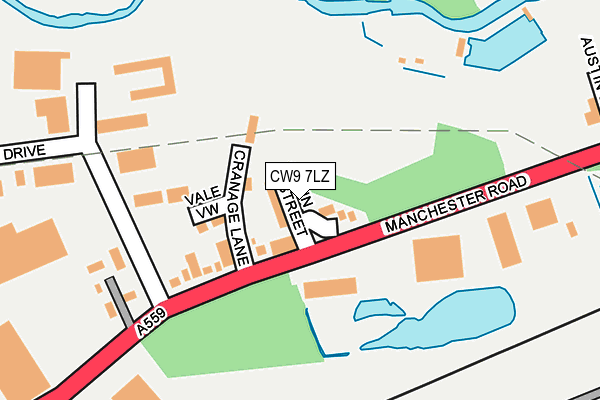 CW9 7LZ map - OS OpenMap – Local (Ordnance Survey)