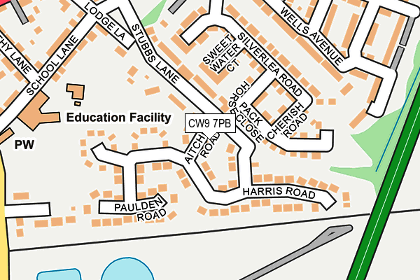 CW9 7PB map - OS OpenMap – Local (Ordnance Survey)
