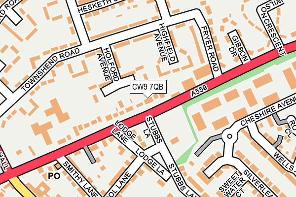 CW9 7QB map - OS OpenMap – Local (Ordnance Survey)