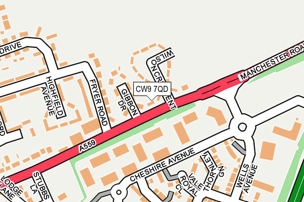 CW9 7QD map - OS OpenMap – Local (Ordnance Survey)