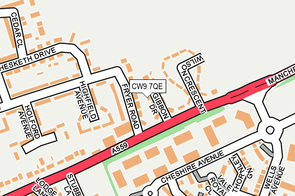 CW9 7QE map - OS OpenMap – Local (Ordnance Survey)