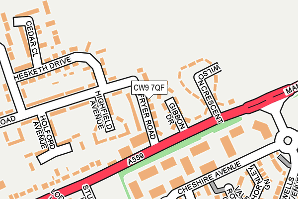 CW9 7QF map - OS OpenMap – Local (Ordnance Survey)