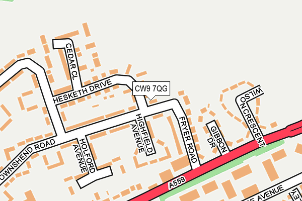 CW9 7QG map - OS OpenMap – Local (Ordnance Survey)